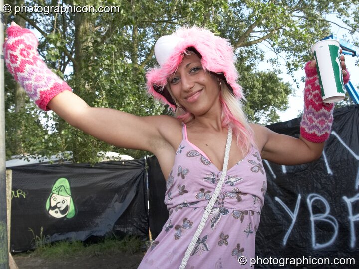 A woman at Glastonbury Festival 2008. Pilton, United Kingdom. © 2008 Photographicon