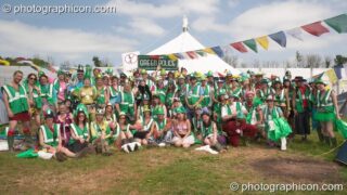 Group photo of the Green Police at Green HQ, Glastonbury Festival 2005. Pilton, United Kingdom. © 2005 Photographicon