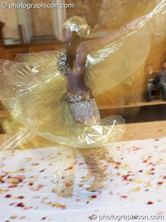Solariss Abakari An-Ra perfoms an Egyptian Raqs Sharqui dance wearing a winged costume at the London Festival of Tantra 2008. London, United Kingdom. © 2008 Photographicon
