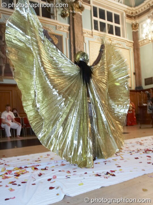 Solariss Abakari An-Ra perfoms an Egyptian Raqs Sharqui dance wearing a winged costume at the London Festival of Tantra 2008. London, United Kingdom. © 2008 Photographicon