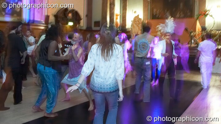 The audience take Jewels Wingfield's Ecstatic Dance Chakra Journey at London Festival of Tantra 2009. London, United Kingdom. © 2009 Photographicon