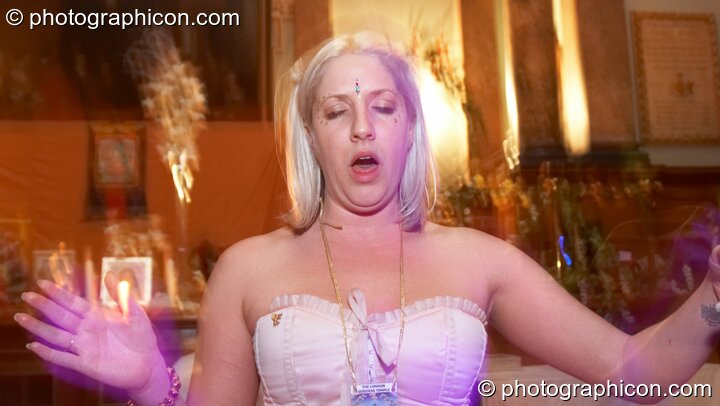 Sara G. Goldy takes Jewels Wingfield's Ecstatic Dance Chakra Journey at London Festival of Tantra 2009. London, United Kingdom. © 2009 Photographicon
