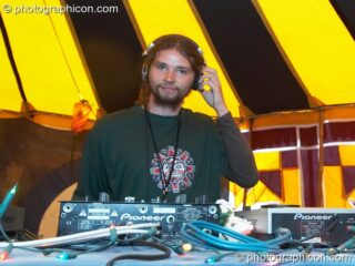 Zooch (Yaga Gathering, Lithuania) DJs in the Progressive Tent at Planet Bob's Offworld Festival 2007. Swindon, United Kingdom. © 2007 Photographicon