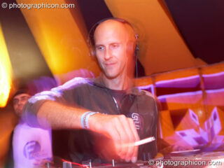 Shybe (Domo Records) DJs in the Progressive Tent at Planet Bob's Offworld Festival 2007. Swindon, United Kingdom. © 2007 Photographicon