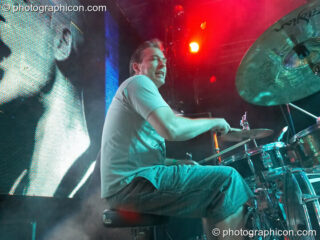 Greg Roberts of Dreadzone performs on the Main Stage with projections by Inside-Us-All at the Secret Garden Party 2006. Huntingdon, United Kingdom. © 2006 Photographicon