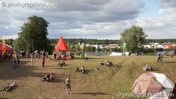 View of the festival site from the top of The Tower at the Secret Garden Party 2007. Huntingdon, United Kingdom. © 2007 Photographicon
