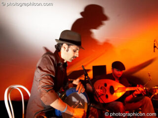 A band perform on the Small World stage at the Secret Garden Party 2008. Huntingdon, United Kingdom. © 2008 Photographicon