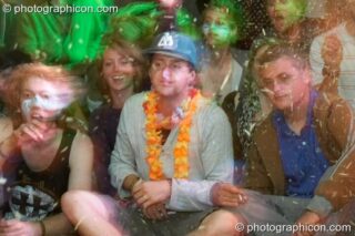 A group of wonky people in the Artful Badgers tent at the Secret Garden Party 2010. Huntingdon, United Kingdom. © 2010 Photographicon