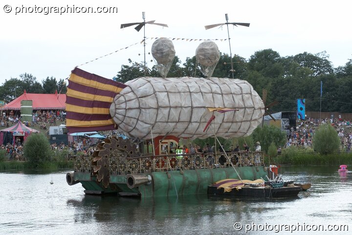 For two days the Blimp served as a floating dance floor on the lake at the Secret Garden Party 2010. Huntingdon, United Kingdom. © 2010 Photographicon