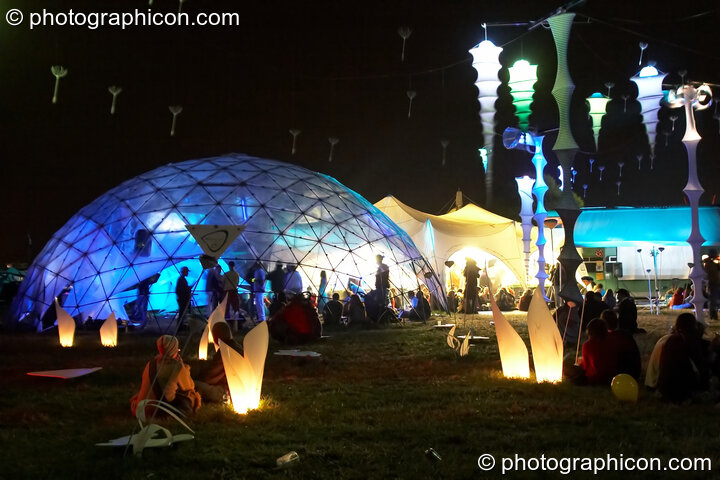 Night time view of idSpiral at Sunrise Celebration 2006. Yeovil, United Kingdom. © 2006 Photographicon