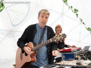 Steve Hillage and Miquette Giraudy of Mirror Systems (A-Wave) on the idSpiral Stage at Sunrise Celebration 2006. Yeovil, United Kingdom. © 2006 Photographicon