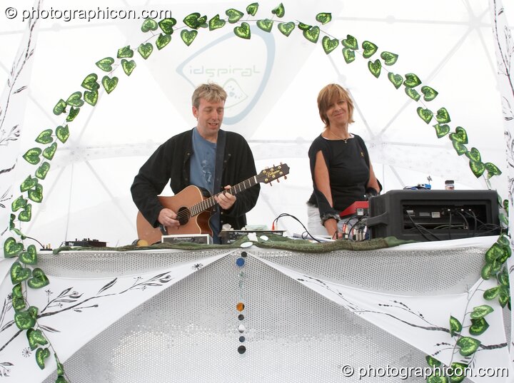 Steve Hillage and Miquette Giraudy of Mirror Systems (A-Wave) on the idSpiral Stage at Sunrise Celebration 2006. Yeovil, United Kingdom. © 2006 Photographicon