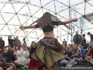 Amanda Heron performs a Raqs Sharqi dance to Mirror Systems (A-Wave) on the idSpiral Stage at Sunrise Celebration 2006. Yeovil, United Kingdom. © 2006 Photographicon