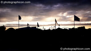 The sunsets over the festival site at Sunrise Celebration 2006. Yeovil, United Kingdom. © 2006 Photographicon