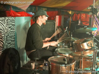 The Mordekkers perform on the FishSeeksBicycle Undercover Stage at Sunrise Celebration 2007. Yeovil, United Kingdom. © 2007 Photographicon