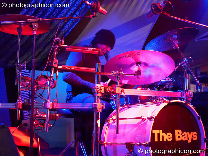 Andy Gangadeen of The Bays performs on the FishSeeksBicycle Undercover Stage at Sunrise Celebration 2007. Yeovil, United Kingdom. © 2007 Photographicon