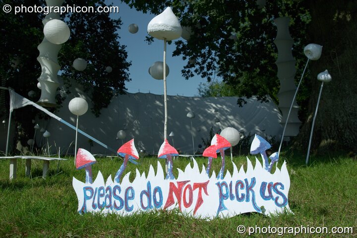 Decor outside the idSpiral cafe at the Turaya Gathering 2004. Wimborne, United Kingdom. © 2004 Photographicon