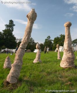 Large sculptures of the tiny drops made when oil is placed on a loudspeaker, at the Turaya Gathering 2004. Wimborne, United Kingdom. © 2004 Photographicon