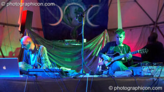 Gavin Griffiths and Gabriele Tosti of G-Delic / The Gabridelic Experience perform on the Gaia Chill stage at Waveform Project 2007. Kenton, Exeter, United Kingdom. © 2007 Photographicon