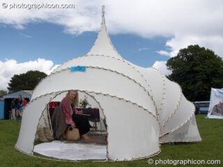 Jodie's hand-made tent in the Healing Area at Kingston Green Fair 2006. Kingston upon Thames, United Kingdom. © 2006 Photographicon