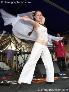 Diane Everitt of Orchid Star dancing on the World Music Stage at Kingston Green Fair 2006. Kingston upon Thames, United Kingdom. © 2006 Photographicon