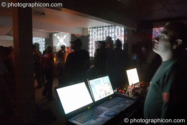The VJ desk at Dr Love's Psychoactive Explosion. London, United Kingdom. © 2004 Photographicon