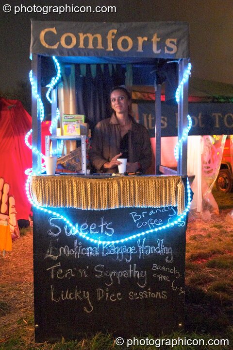 A comforts stall selling snacks at the Lost Vagueness Summer Party 2004. Lewes, United Kingdom. © 2004 Photographicon