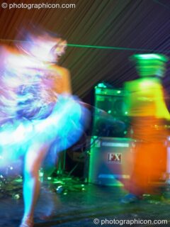 Female performers on the main stage at the Lost Vagueness Summer Party 2004. Lewes, United Kingdom. © 2004 Photographicon