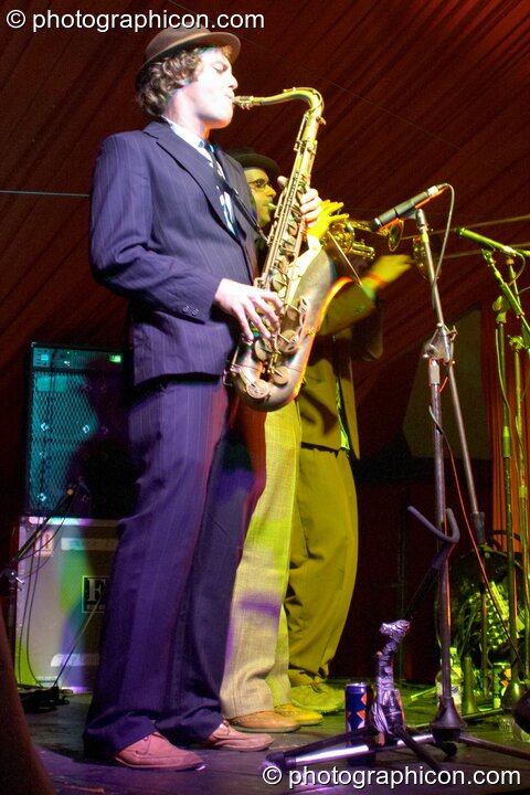The Zen Hussys play on the main stage at the Lost Vagueness Summer Party 2004. Lewes, United Kingdom. © 2004 Photographicon