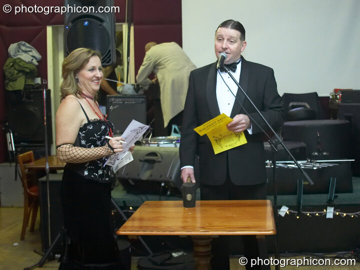 Rick - auctioneer & landlord - at the Save The World Club Burlesque Ball. Kingston upon Thames, United Kingdom. © 2005 Photographicon
