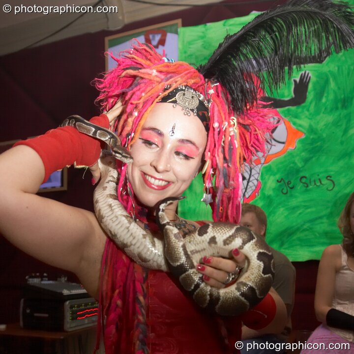 Kwalilox dances with Khan at the Save The World Club Burlesque Ball. Kingston upon Thames, United Kingdom. © 2005 Photographicon