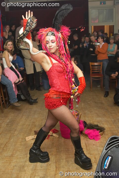 Kwalilox dances with Khan at the Save The World Club Burlesque Ball. Kingston upon Thames, United Kingdom. © 2005 Photographicon
