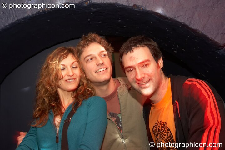 Elenor, John, and friend at Echo System. London, United Kingdom. © 2006 Photographicon