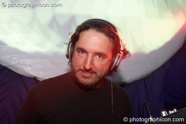 Psylent DJing in the Psychedelic Rollercoaster Room at Chrysalid. London, United Kingdom. © 2006 Photographicon