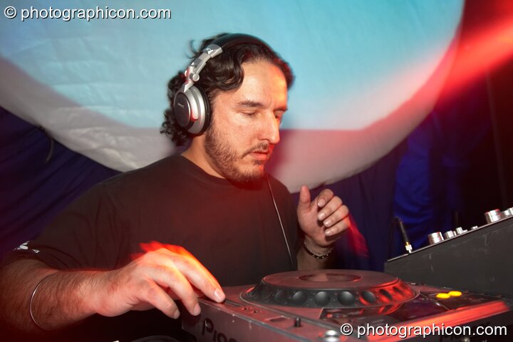 Psylent DJing in the Psychedelic Rollercoaster Room at Chrysalid. London, United Kingdom. © 2006 Photographicon