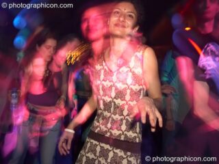 Dancer with flash-ghosted second head in the Psychedelic Rollercoaster Room at Chrysalid. London, United Kingdom. © 2006 Photographicon