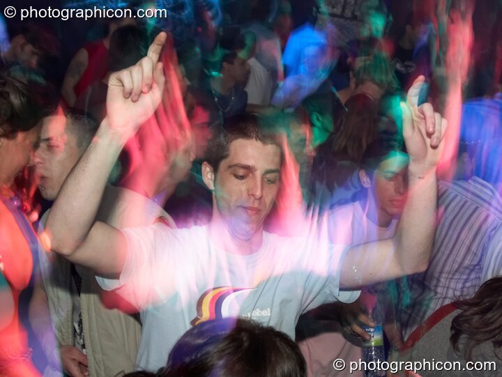 DiscoStu dancing in the Psychedelic Rollercoaster Room at Chrysalid. London, United Kingdom. © 2006 Photographicon