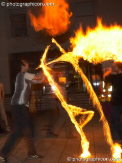 Fire performance by Jedi Jugglers outside the Kalahari party. London, United Kingdom. © 2006 Photographicon