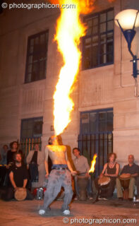 Fire performance by Jedi Jugglers outside the Kalahari party. London, United Kingdom. © 2006 Photographicon