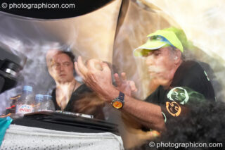 Simon Posford and Raja Ram of Shpongle DJing on the IDSpiral stage at the Twisted Records 10th Birthday Party. London, United Kingdom. © 2006 Photographicon