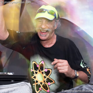 Raja Ram of Shpongle DJing on the IDSpiral stage at the Twisted Records 10th Birthday Party. London, United Kingdom. © 2006 Photographicon