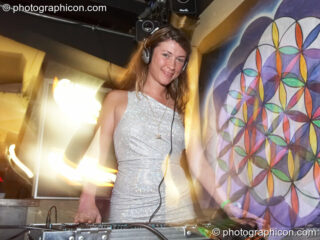 Michelle DJing in the VIP bar at the Twisted Records concert. London, United Kingdom. © 2007 Photographicon