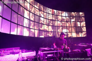 Simon Posford of Shpongle DJing on the Main Stage at the Twisted Records concert, featuring visual installations by The Pixel Additcts. London, United Kingdom. © 2007 Photographicon