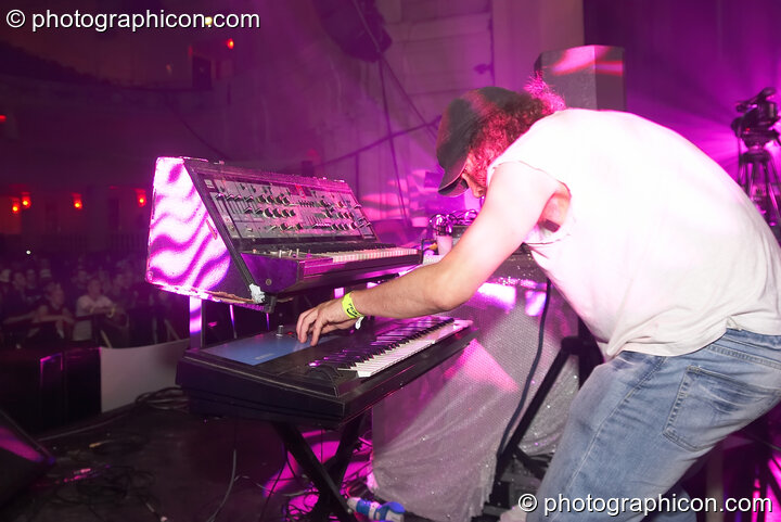 Joie Hinton of Eat Static performs on the Main Stage at the Twisted Records concert. London, United Kingdom. © 2007 Photographicon