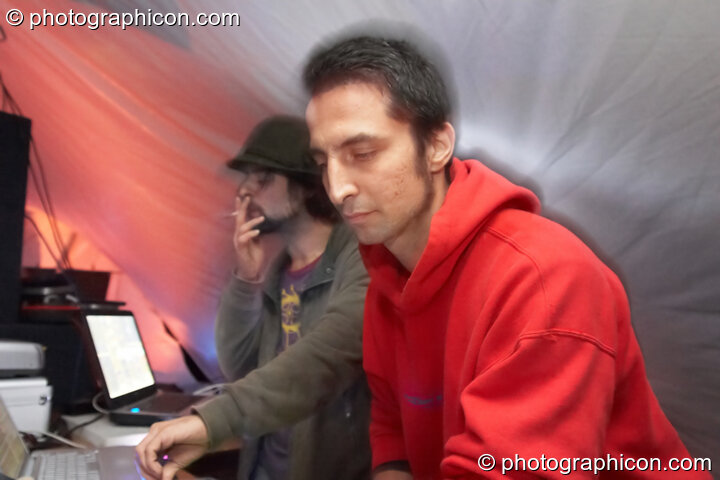 Friends Electric vs Warp Technique performing on the Liquid Stage at the Echo Festival. Overton, United Kingdom. © 2007 Photographicon