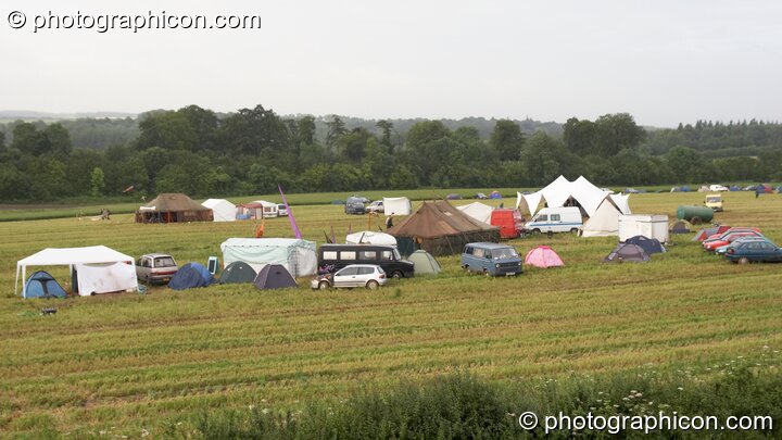 A view of the arena from a high vantage point at the Echo Festival. Overton, United Kingdom. © 2007 Photographicon