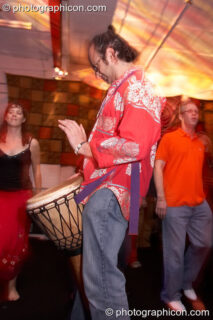 Impromptu drummers at Saharawi, The Synergy Centre. London, United Kingdom. © 2007 Photographicon