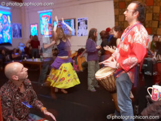 Impromptu drummers at Saharawi, The Synergy Centre. London, United Kingdom. © 2007 Photographicon