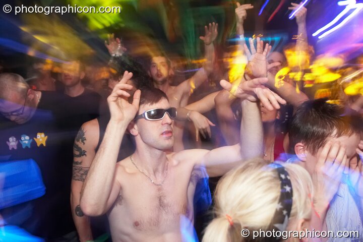 Dancers in the Liquid Records & Tribe of Frog room at Alpha Omega. London, United Kingdom. © 2008 Photographicon