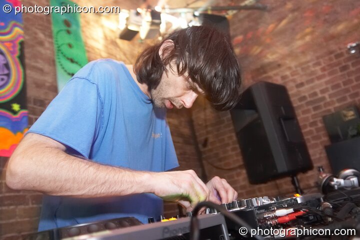 Greg Hunter DJs on the Dakini Records & Gandalf's Garden Party stage at Alpha Omega. London, United Kingdom. © 2008 Photographicon